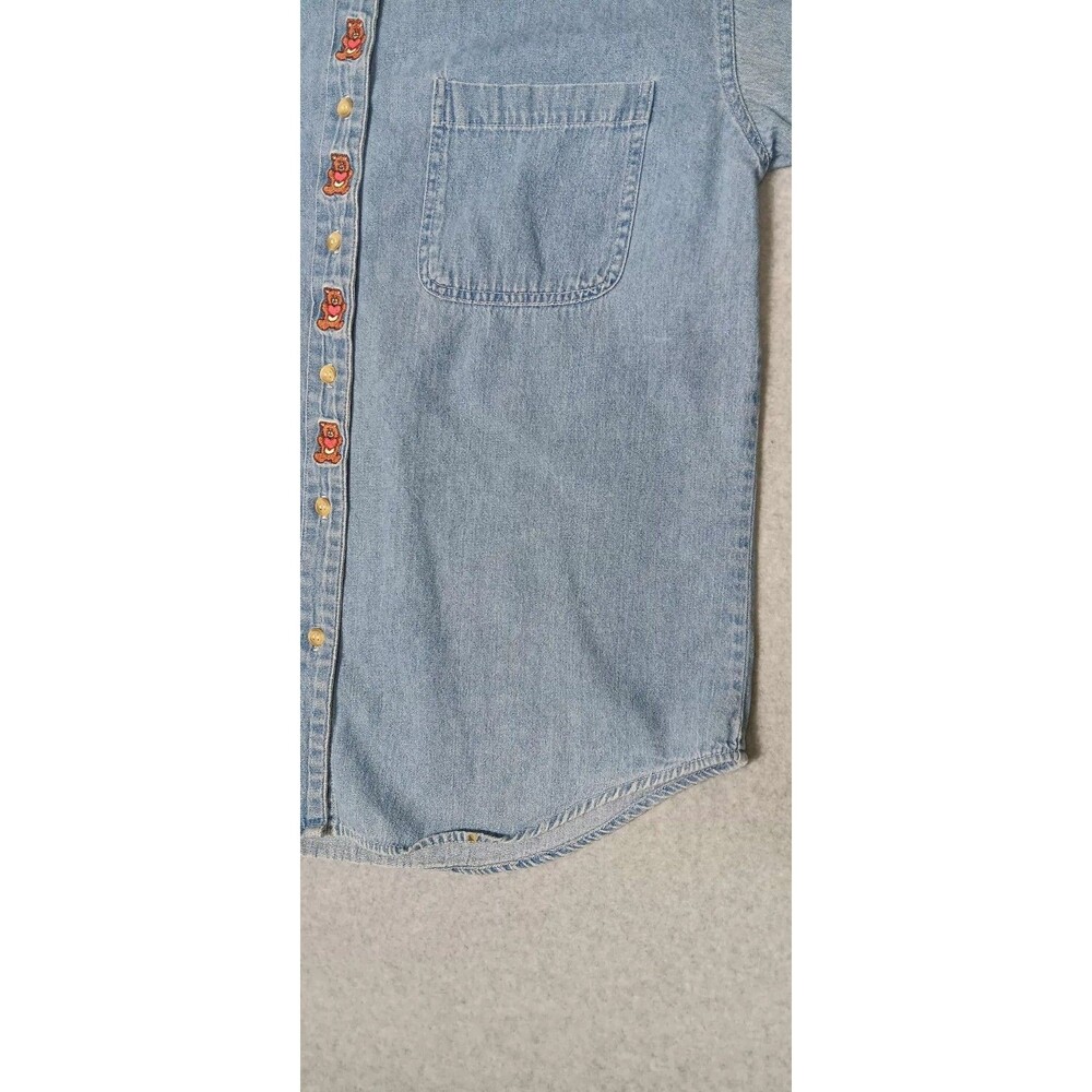 Vintage Andrews Blues Embroidered Button Up Denim Jean Shirt Womens Medium Teddy - Picture 9 of 16